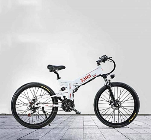 Folding Electric Mountain Bike : GASLIKE 26 Inch Adult Foldable Electric Mountain Bike, 48V Lithium Battery, Aluminum Alloy Multi-Link Suspension, With GPS Anti-Theft Positioning System, A