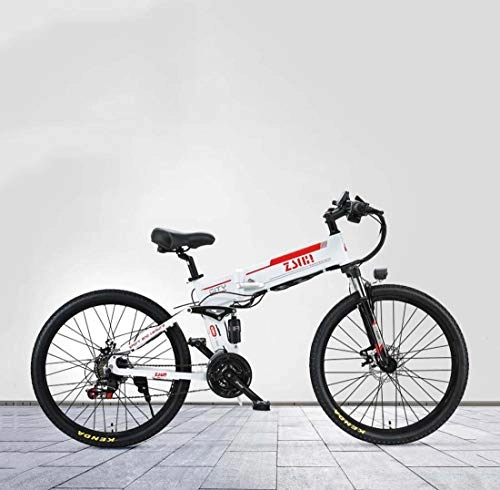Folding Electric Mountain Bike : GASLIKE Adult 26 Inch Foldable Electric Mountain Bike, 48V Lithium Battery, Aluminum Alloy Frame, 21 Speed With GPS Anti-Theft Positioning System, A