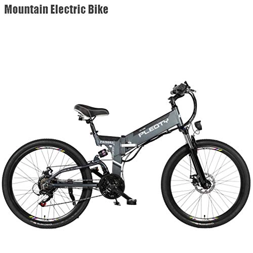 Folding Electric Mountain Bike : GASLIKE Adult Mountain Electric Bike, 48V 12.8AH Lithium Battery, 614W Aluminum Alloy Electric Bikes, 21 speed Off-Road Electric Bicycle, 26 Inch Wheels