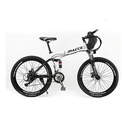 Folding Electric Mountain Bike : GASLIKE Mountain Electric Bicycle, Bicycle for Mountain / Urban, 26 Spoked Wheels, Front Suspension, 21 Speed Gear And Three Working Modes, White, 12Ah 50Km