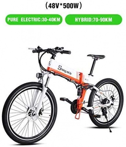 Folding Electric Mountain Bike : GBX Adult E-Bike, Electric Bicycle 48V500W Assisted Mountain Bicycle Lithium Bicycle Moped Bike Bicycle Elec