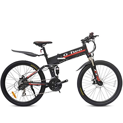 Folding Electric Mountain Bike : GG 26" Foldable Electric Mountain Assisted Bicycle Easy Carry Bike, 36V / 48V, 7.8Ah / 8.7Ah Lithuim Battery, 250W / 350W Brushless Power, 21 / 27Speeds(Black SW, 21S 250W 36V7.8Ah)