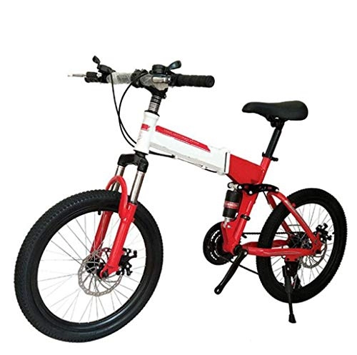 Folding Electric Mountain Bike : GHGJU Bicycle 20 inch mountain bike folding double shock absorption adult student car Suitable for everyday sports and cycling (Color : Red)