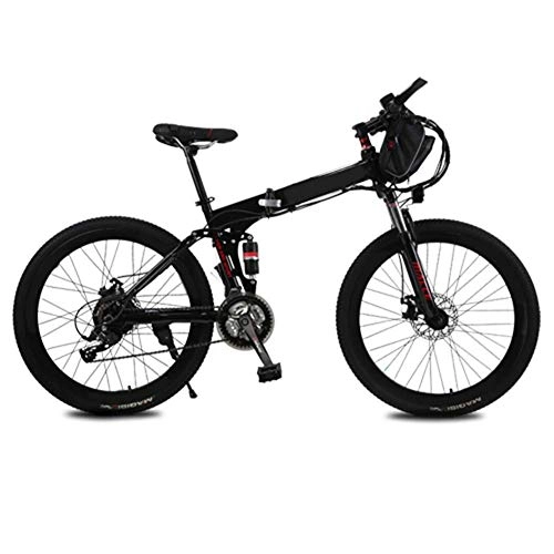 Folding Electric Mountain Bike : GJJSZ 26 Inch Electric Bike Aluminum Alloy 36V 10AH Lithium Battery Mountain Cycling Bicycle, 21 Speed Shifter, with A Bag