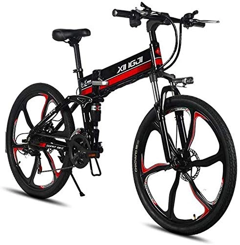 Folding Electric Mountain Bike : GMZTT Unisex Bicycle 26 Inch Adult Electric Mountain Bicycle, Magnesium Aluminum Alloy Foldable Electric Bicycle, 48V Lithium Battery / LCD Display / 21 Speed (Color : B, Size : 45KM)