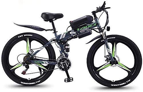 Folding Electric Mountain Bike : GMZTT Unisex Bicycle Folding Adult Electric Mountain Bicycle, 350W Snow Bikes, Removable 36V 8AH Lithium-Ion Battery for, Premium Full Suspension 26 Inch (Color : Grey, Size : 21 speed)