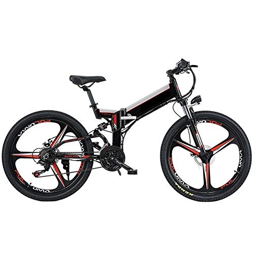 Folding Electric Mountain Bike : GUI-Mask SDZXCElectric Mountain Bike Lithium Battery 48V Foldable Bicycle Battery Car Adult Before and After Mechanical Disc Brakes 26 Inch