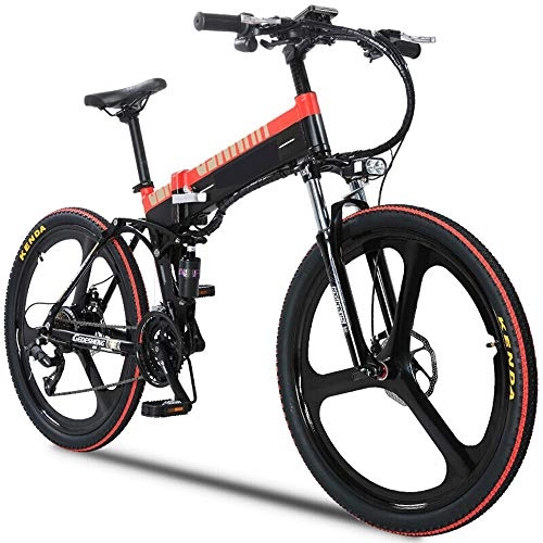 Folding Electric Mountain Bike : GUI-Mask SDZXCFolding Electric Mountain Bike Power Bicycle 48V Lithium Battery Portable Electric Bicycle Two-Wheeled Adult Travel Smart Battery Car