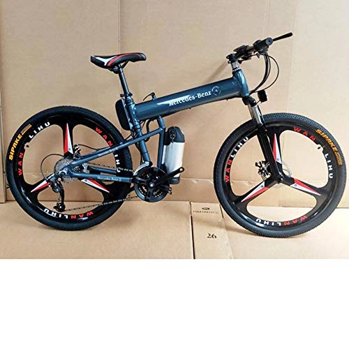 Folding Electric Mountain Bike : GYL Electric Bicycle Mountain Bike Lithium Battery Assisted 26 Inch for Adult Aluminum Alloy, Gray, 21 speed