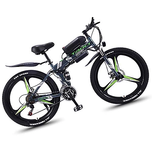 Folding Electric Mountain Bike : HAOYF 26'' Electric Mountain Bike, Removable Large Capacity Lithium-Ion Battery (36V 350W), Electric Bike 27 Speed Gear, 3 Working Modes, Front Fork Shock Absorption, Gray, One Piece Wheel