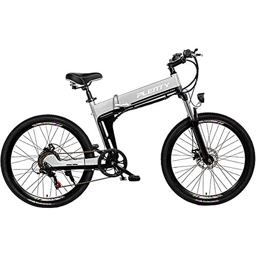 Folding Electric Mountain Bike : HAOYF Electric Bike, 350W Folding Mountain E-Bike, 48V * 12.8Ah Removable Li-Battery, Shimano 7-Speed E-Bike for Outdoor Cycling Work Out, Gray, 26