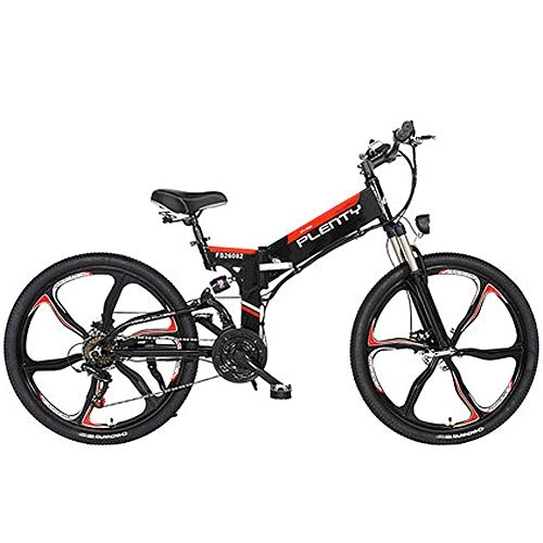 Folding Electric Mountain Bike : HAOYF Electric Bikes for Adult, 24" / 26" Magnesium Alloy Ebikes Bicycles All Terrain, 48V 614W Removable Lithium-Ion Battery, Folding E-Bike for Mens Outdoor Cycling Work Out, Black, 26