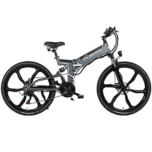 Folding Electric Mountain Bike : HAOYF Electric Bikes for Adult, 24" / 26" Magnesium Alloy Ebikes Bicycles All Terrain, 48V 614W Removable Lithium-Ion Battery, Folding E-Bike for Mens Outdoor Cycling Work Out, Gray, 26