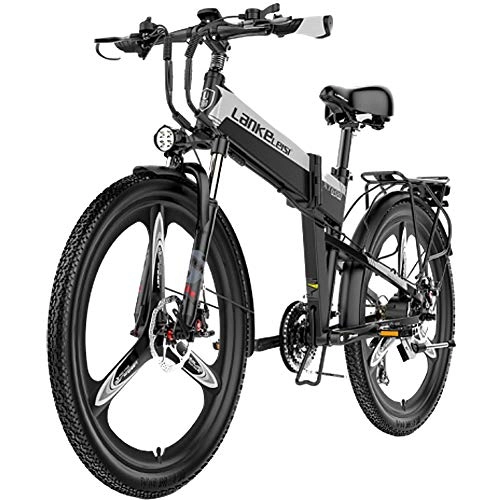 Folding Electric Mountain Bike : HAOYF Electric Mountain Bike, 400W 26'' Folding Professional Electric Bicycle with Removable 48V 10Ah Lithium-Ion Battery, 21 Speed Shifter E-Bike for Adults, Gray