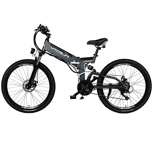 Folding Electric Mountain Bike : HAOYF Folding Electric Bike - Lightweight Foldable Compact Ebike for Commuting & Leisure - 24" / 26" Wheels, Pedal Assist Unisex Bicycle, 480W / 48V Removable Lithium Battery, Gray, 26