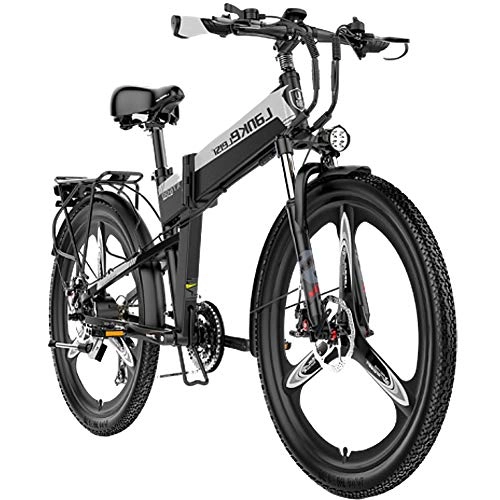 Folding Electric Mountain Bike : HAOYF Folding Electric Bikes for Adult, 26" Magnesium Alloy Rim, 48V 400W 10.4Ah Removable Lithium-Ion Battery Mountain Ebike, Waterproof E-Bike for Adult, Gray