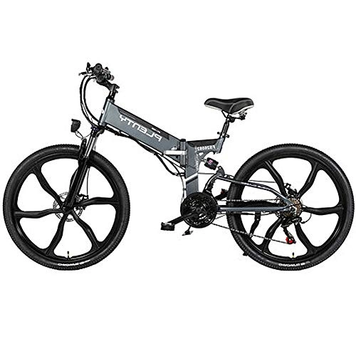 Folding Electric Mountain Bike : HAOYF Folding Electric Bikes for Adult, Mens Mountain Bike, Magnesium Alloy E-Bikes Bicycles All Terrain, 24" / 26" 48V 480W Removable Lithium-Ion Battery Bicycle Ebike, for Outdoor Cycling, Gray, 24