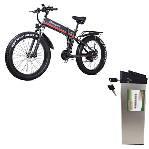 Folding Electric Mountain Bike : HARTI MX01 Electric Mountain Bike Dedicated, Large Capacity 48V 12.8AH Lithium Battery, Electric Bicycle Removable Rechargeable Battery