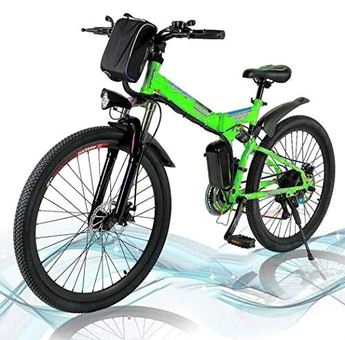 Folding Electric Mountain Bike : Hesyovy 26'' Folding Electric Mountain Bike Removable Large Capacity Lithium-Ion Battery (36V 250W), Electric Bike 21 Speed Gear and Three Working Modes H