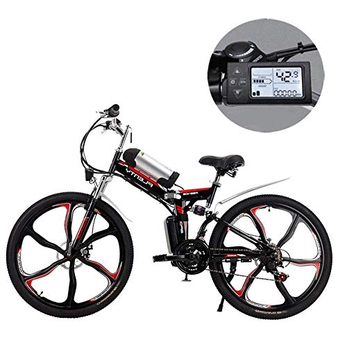Folding Electric Mountain Bike : HEWEI 24 26 inch electric mountain bikes 8Ah 384W removable lithium battery Electric folding bike with kettle Three riding modes suitable for men and women