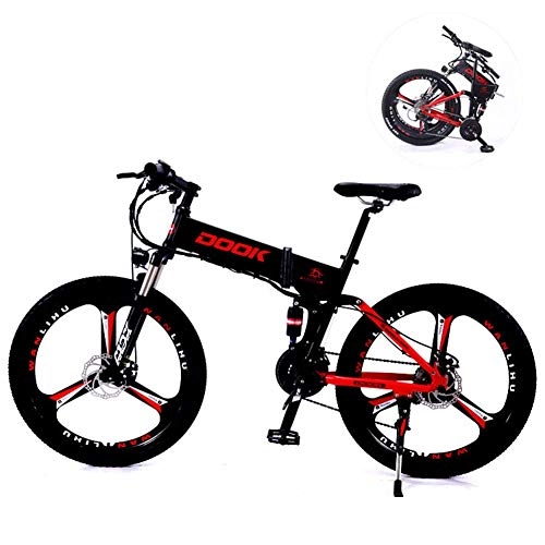 Folding Electric Mountain Bike : HEWEI Electric mountain bikes 26-inch 27-speed folding mountain lithium battery aluminum alloy Light and convenient for driving off-road vehicles suitable for men and women