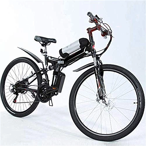 Folding Electric Mountain Bike : HFJKD 26 Inch Electric Mountain Bike, 48v 250w Foldable Motor Bicycle Lithium Battery Pedals Bikes, With Disc Brakes And Suspension Fork, Portable