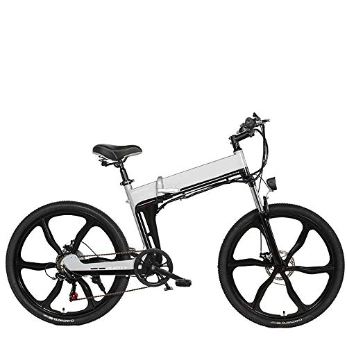 Folding Electric Mountain Bike : HHHKKK 26" Electric mountain bike, Foldable Adult Double Disc Brake and Full Suspension, E-ABS Double Disc Brake, Helps to Last More Than 120 Kilometers, 27 Speed48V12Ah