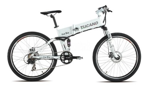 Folding Electric Mountain Bike : HIDE BIKE MTB - Engine 250W -36V -Maximum Climbing Degree - Removable Battery with Security Lock - Shimano Tourney 21 sp - (HIDEBIKE - WHITE)