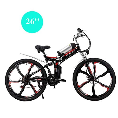 Folding Electric Mountain Bike : HLeoz Electric Folding Bicycle, 24'' / 26'' Electric Mountain Bike with Removable Large Capacity Lithium-Ion Battery (36V 250W), Electric Bike 21 Speed E-Bike for Adults, Black one, 26