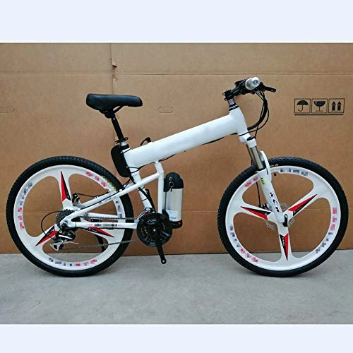 Folding Electric Mountain Bike : HLEZ 26'' Electric Bicycle, Electric Mountain Bike Removable Large Capacity Lithium-Ion Battery (36V 350W) Electric Bike 27 Speed Travel Outdoor Bicycle Student Bicycle, White, UE