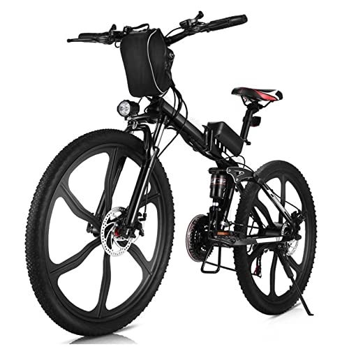 Folding Electric Mountain Bike : HMEI Electric Bikes for Adults 350W Foldable Electric Bikes for Adults 26 Inch 36V 8Ah Electric bicycle 21 Speeds Shifter Disc Brake with Aluminum Frame Folding E-Bike (Color : Black)