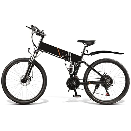 Folding Electric Mountain Bike : HMEI Electric Bikes for Adults Electric Bike, 26 Inch Tire Foldable E-Bike 500W Off-Road Electric Commuting Bicycles 48V 10.4Ah Adult Electric Bike Snow Bicycle (Color : Black)