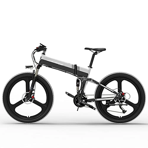 Folding Electric Mountain Bike : HMEI Electric Bikes for Adults Electric Bike for Adults Foldable 20MPH Electric Bicycle 48V 14.5Ah 400W Folding 26 Inch Electric Mountain Bike (Color : 10.4AH white, Number of speeds : 27)