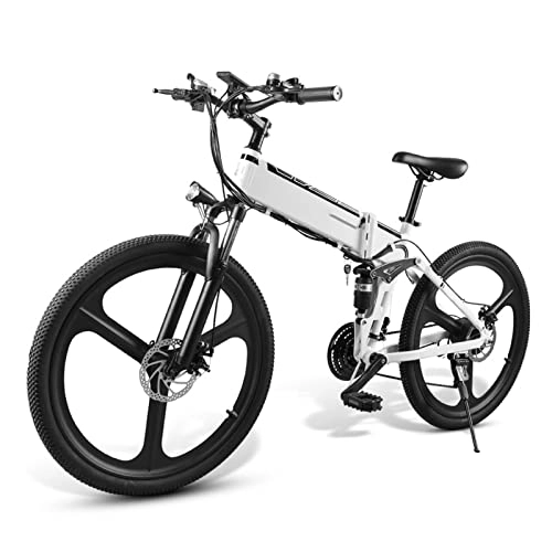 Folding Electric Mountain Bike : HMEI Folding Electric Bike 26inch Electric Mountain Bike Foldable Commuter E-Bike, Electric Bicycle with 500W Motor|48V / 10. 4Ah Lithium Battery| Aluminum Frame | 21- Speed Gears
