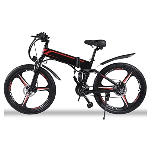 Folding Electric Mountain Bike : HMEI Folding Electric Bike for Adults 250W / 500W / 1000W Motor 48V / 12. 8Ah Removable Battery 26“ Electric Bike Snow Beach Mountain Ebike for Women and Men (Color : Black, Size : 12.8A battery)