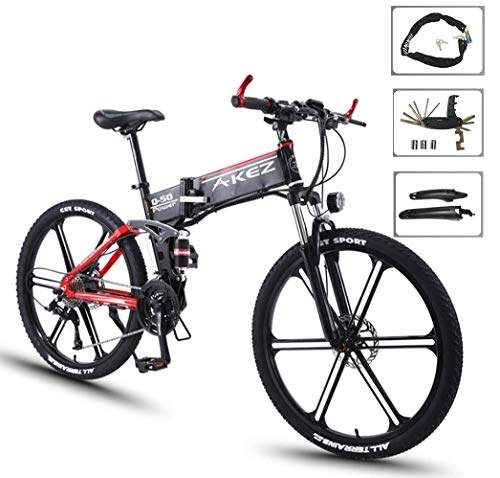 Folding Electric Mountain Bike : HSART 26'' Electric Bikes, Mens Mountain Bike, Ebikes Magnesium Alloy Bicycles, with Removable Large Capacity Lithium-Ion Battery 36V 350W, for Sports Outdoor Cycling Travel Commuting, Black