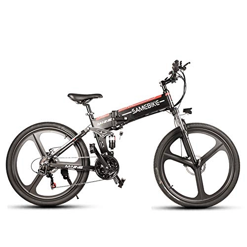 Folding Electric Mountain Bike : HSART 26'' Electric Mountain Bike for Adults 350W Ebike with Removable 48V 10Ah Battery 21 Speed Shifter Samebike(Black)