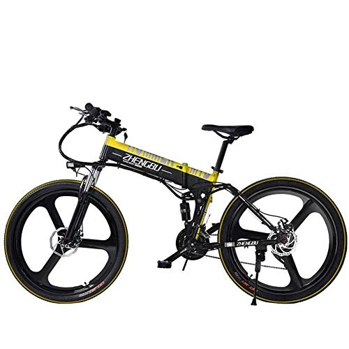 Folding Electric Mountain Bike : HSART 400W Electric Bike for Adult, Electric Mountain Ebike E-MTB 26" E-Bicycle with Removable 10AH Lithium-Ion Battery, Professional 27 Speed Gears(Black)
