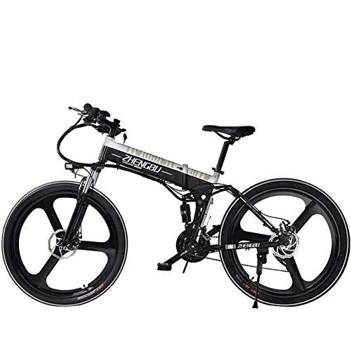 Folding Electric Mountain Bike : HSART Electric Bike for Adult 26'' Mountain Ebikes 48V 10AH Removable Lithium Battery 400W Powerful Motor 27 Speed E-Bicycle(Silver)