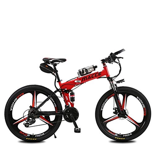 Folding Electric Mountain Bike : HSART Electric Mountain Bike, 12Ah High-Efficiency Lithium Battery-Range of Mileage 30-50Km-High Carbon Steel 26-Inch Electric Bicycle, Disc Brake, Red