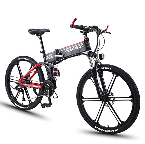 Folding Electric Mountain Bike : HSART Electric Mountain Bike, 350W 26'' Electric Bicycle Ebikes with Removable 36V 8AH Lithium-Ion Battery 27 Speed Gear and Premium Full Suspension, Black