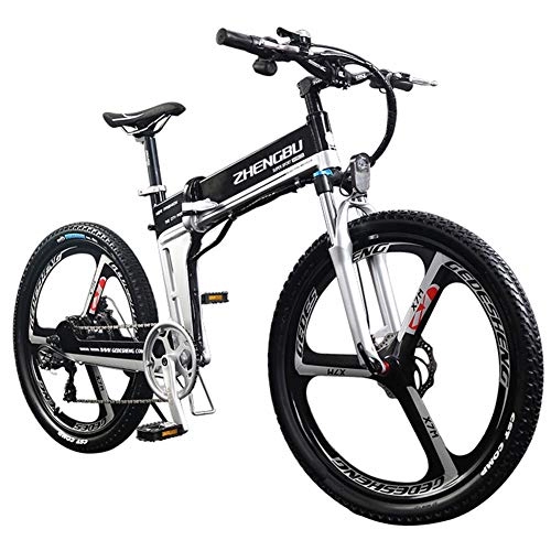 Folding Electric Mountain Bike : HSTD Electric Bike Foldable - 26'' Electric Mountain Bike, Intelligent Display Instrument, 48V 10Ah Rechargeable Lithium Battery, Three Working Modes, 21 / 27 Speed Shifter Black-Mechanical disc