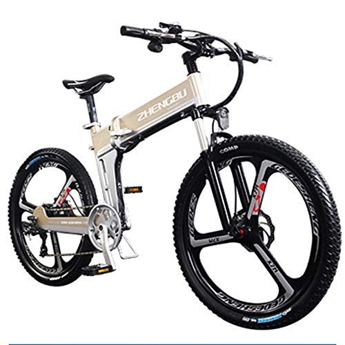 Folding Electric Mountain Bike : HSTD Electric Bike Foldable - 26'' Electric Mountain Bike, Intelligent Display Instrument, 48V 10Ah Rechargeable Lithium Battery, Three Working Modes, 21 / 27 Speed Shifter Metallic-Mechanical d