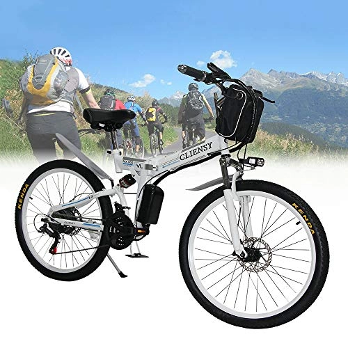 Folding Electric Mountain Bike : Huaatiear 24'' Electric Mountain Bike Removable Large Capacity Lithium-Ion Battery (48V 350W), Front And Rear Mechanical Disc Brakes - Electric Bike 21 Speed Gear Three Working Modes