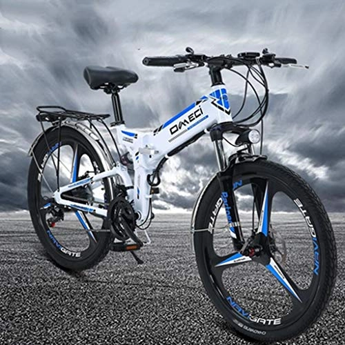 Folding Electric Mountain Bike : HUO FEI NIAO 24 Inches Electric Mountain Bike Wheel Folding Ebike 300W 48V 10AH Adult Electric Bicycle / Commute Ebike 21 Speed GPS positioning, white (Color : White)