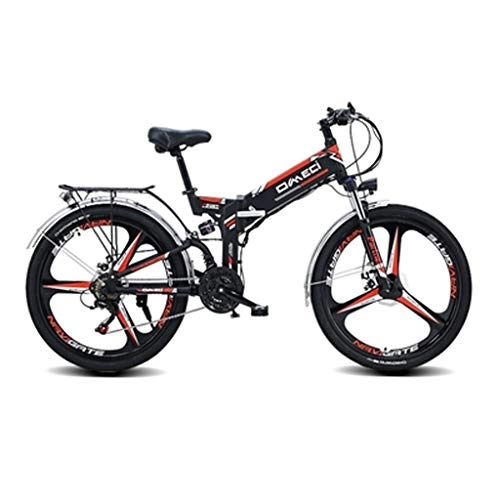 Folding Electric Mountain Bike : HUO FEI NIAO Folding Electric Bike for Adults, 26" Electric Bicycle / Commute Ebike with 300W Motor, 48V 10Ah Battery, Professional 21 Speed Transmission Gears, Black (Color : Black, Size : 24 inches)