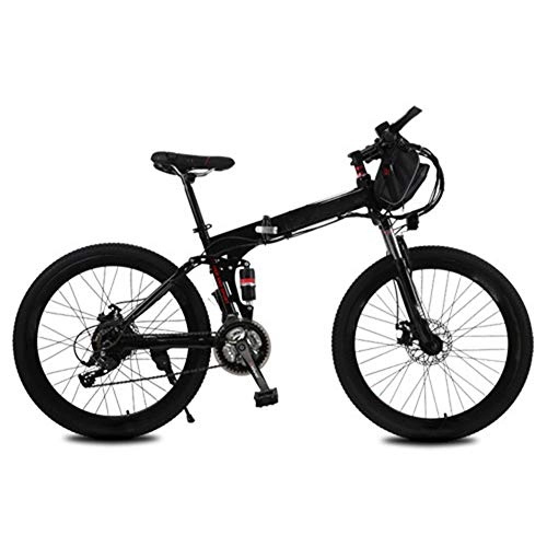 Folding Electric Mountain Bike : HWOEK Electric assisted folding bicycle, 21 Speed 240W 26 Inches City Electric Bike for Adults with Removable Battery Commute Ebike Dual Disc brakes Unisex, Black, C 16AH