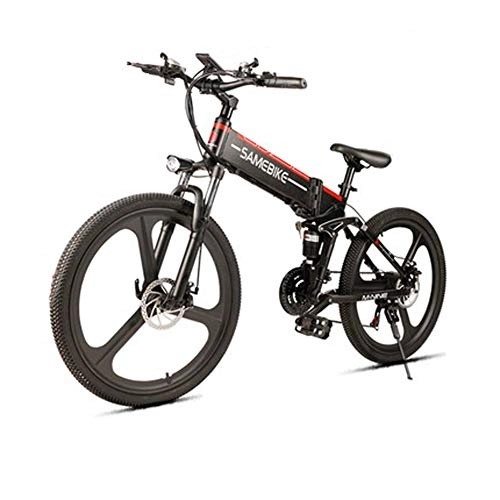 Folding Electric Mountain Bike : Hxl 26'' Electric Mountain Bike With Large Capacity Lithium-ion Battery (48v250w) Aluminum Alloy Frame Pedal Assist Electric Bike Double Shock Absorber Foldable Mountain Bikes, Black, magnesiumalloy