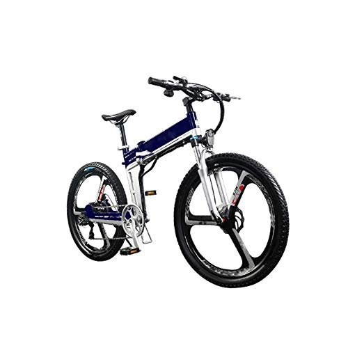 Folding Electric Mountain Bike : HY-WWK Adults Electric Bike, with 400W Motor 26'' Folding Mountain E-Bike Hidden Removable Lithium Battery Dual Disc Brakes City Electric Bike Unisex, Gold, Blue
