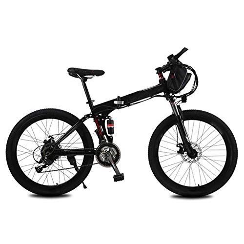 Folding Electric Mountain Bike : HY-WWK Electric Assisted Folding Bicycle, 21 Speed 240W 26 Inches City Electric Bike for Adults with Removable Battery Commute Ebike Dual Disc Brakes Unisex, White, A 10Ah, Black